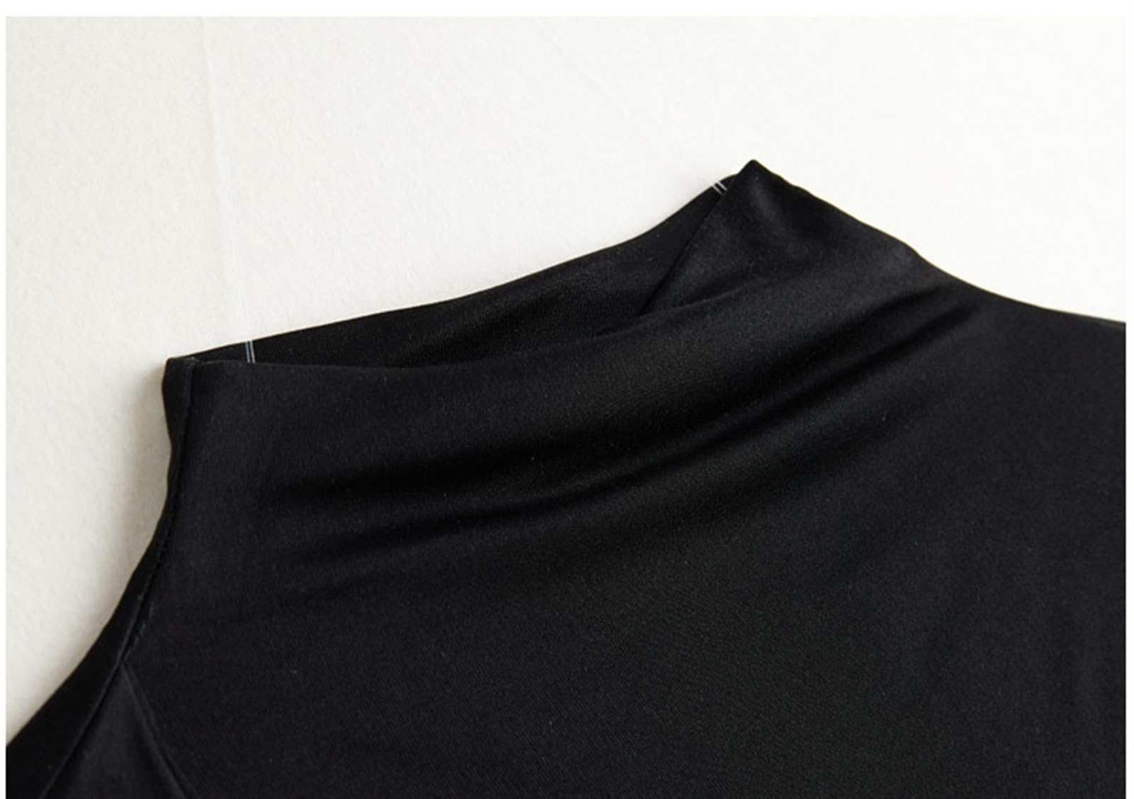Thermal Clothing Womens Autumn Winter Silk Top Half-turtleneck Long Sleeve Ladies Thermo Inner Wear Bottom Shirt (Color : Black, Size : XXL/XX-Large)