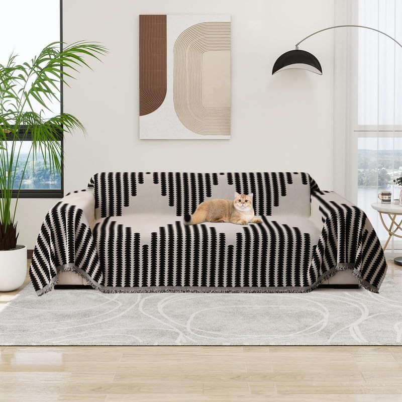 jianyana Sofa Covers Soft Durable Reversible Chenille Sofa Slipcover Couch Covers Modern Plaid Universal Furniture Protector for 1 2 3 4 Seater Sofa Loveseat L-shape Corner Futon Sofas - Image 2