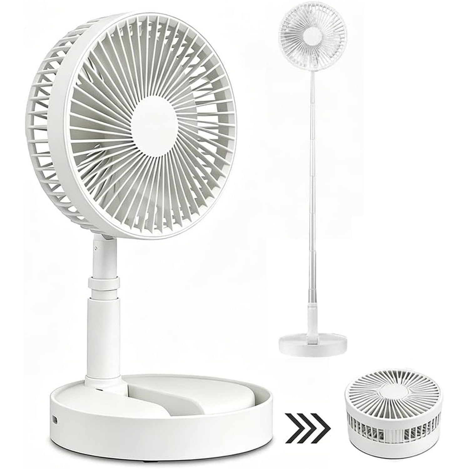 Travel Oscillating Fan, 3-in-1 Portable Oscillating Fanc, Rechargeable Pedestal, Desk & Foldable Standing Fan with Remote, 39" Height Adjustable, 4 Speeds, 7200mAh Battery for Travel, Office (A)