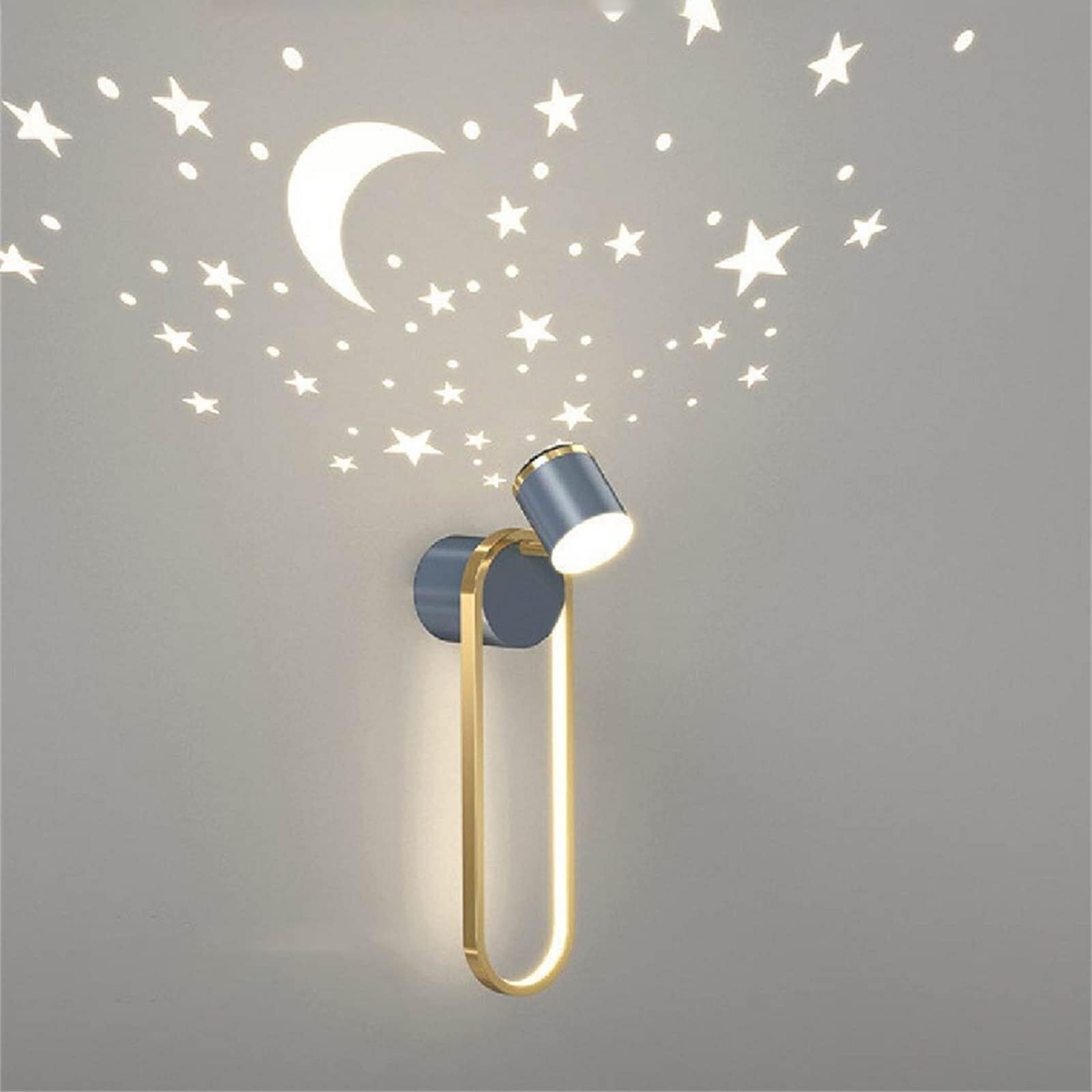 BJKYTMLM 18W LED Wall Lamps with Sky Spotlight, Nordic Modern Wall Sconce for Bedroom Bedside Decor Indoor Creative Children's Room Lighting,Gray(Grey)