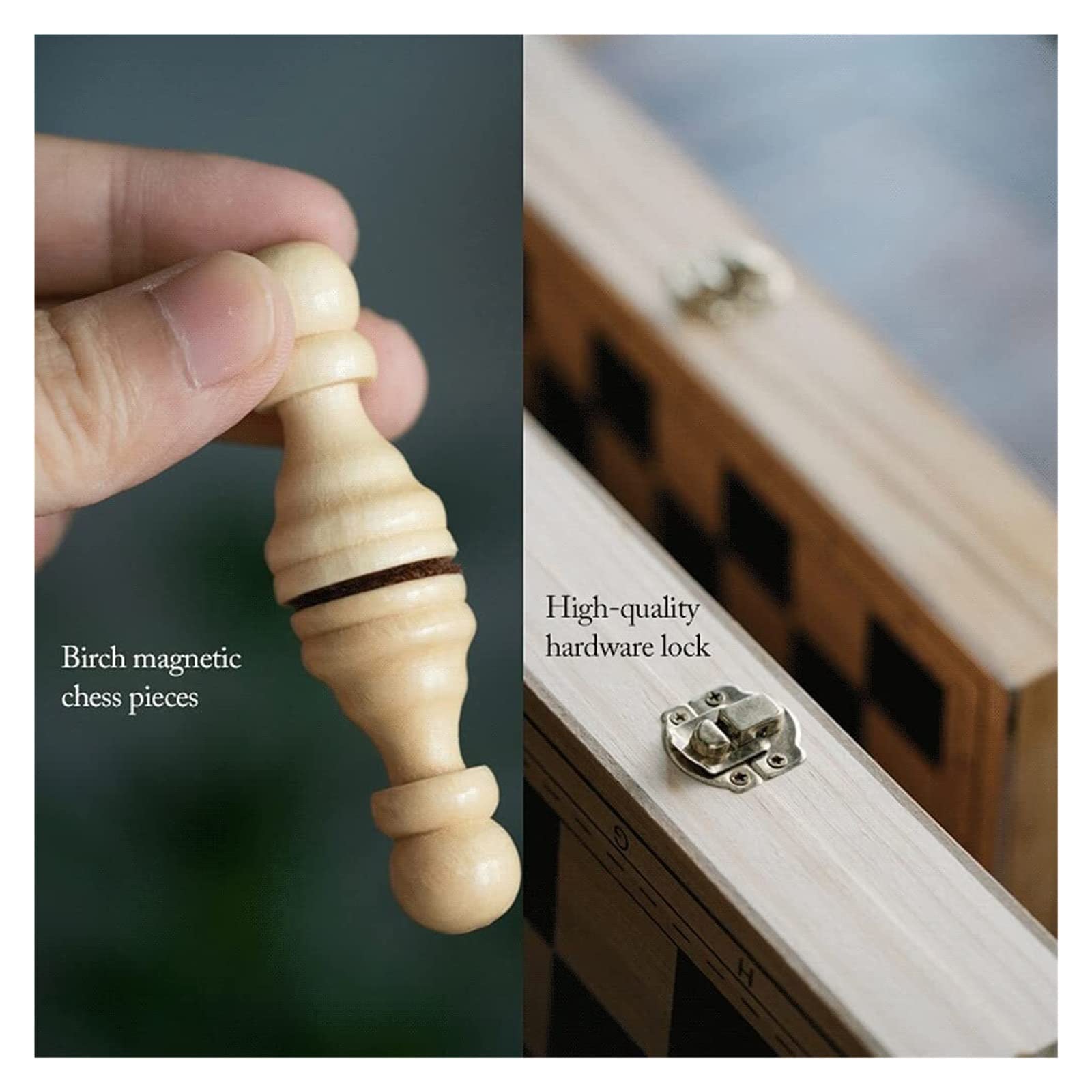 Jeux de Voyage, Jeu d'échecs de Voyage magnétique 15 Pouces, Jeu Pliant en Bois avec Fente Rangement, échiquier