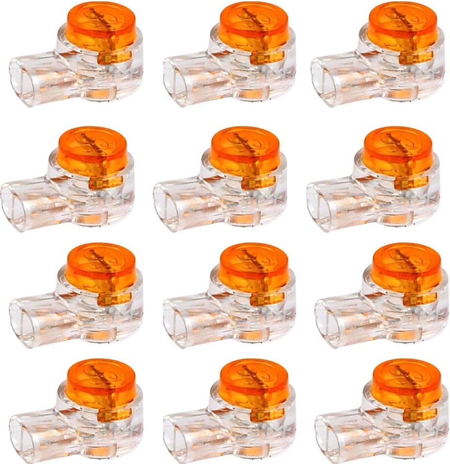 BUYGOO 200PCS Waterproof Gel-Filled Orange Clear Button Telephone Wire Connectors UY Butt Splice Connector K1 Network Cable Terminals