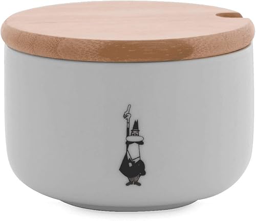 Bialetti Azucarero Y0TZ102 con tapa de bambú, porcelana
