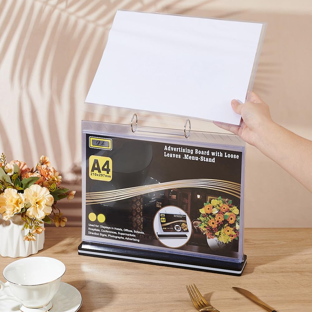 BENECREAT T-Shaped Multi-Page Flip Acrylic Sign Holder - Image 3