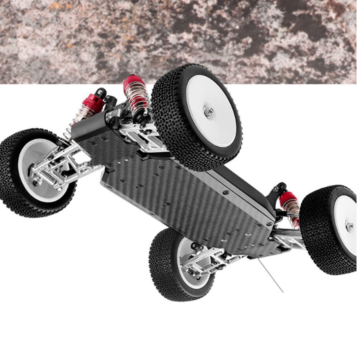 Palumma Juego de chasis de coche RC, placa de chasis inferior de fibra de carbono con brazos de suspensión delanteros y traseros para Wltoys 1/14 144001 144002 144010 RC Chassis Armor Protection