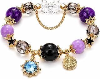 ブレスレット レディース ブルー ホワイト 水晶 クリスタル リボン 雪の結晶チャーム 星モチーフ 幸運を願う ギフト