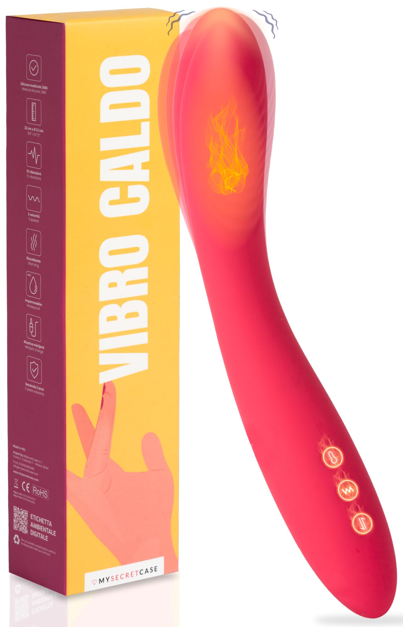 MySecretCase Vibrator für Frauen G-Punkt Squirting 22cm Beheizter bis 40° Klitoris Stimulator für Sie 10 Vibrationsmodi und 3 Intensitätsstufen Vibratorensets für Paare Silikon Dildo Groß