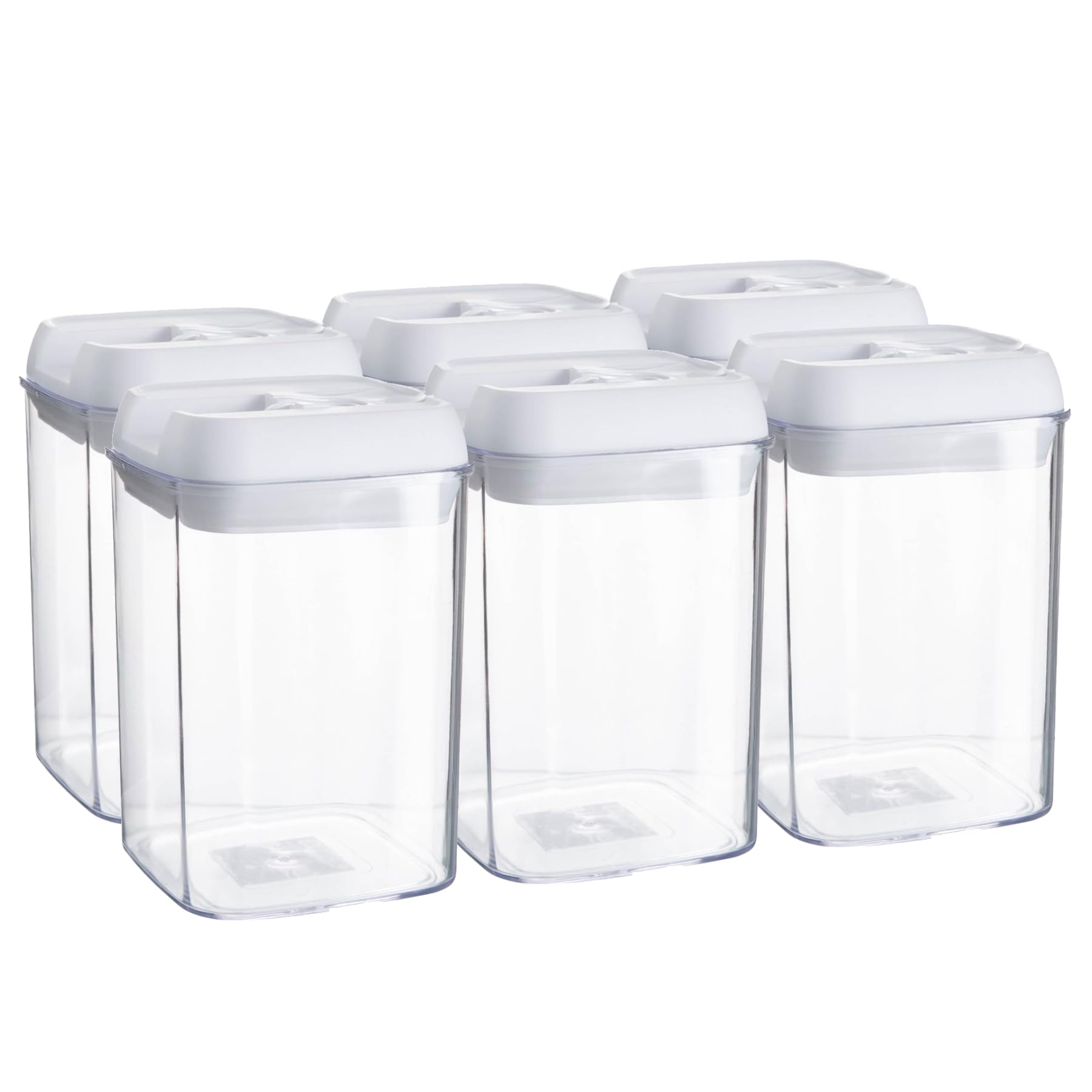 Argon Table Food Storage Containers with Airtight Flip Lock Lids - 800ml - White - 6 Pack - Plastic Kitchen Storage Tupperware Pantry Food Organiser for Cereal, Oats, Sugar, Coffee, Biscuits, Tea