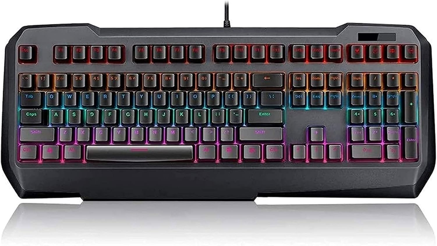 Tastiera Meccanica da Gaming USB Wired, Full-Size con Retroilluminazione RGB Mista, Anti-Fantasma per Ufficio e Videogiochi