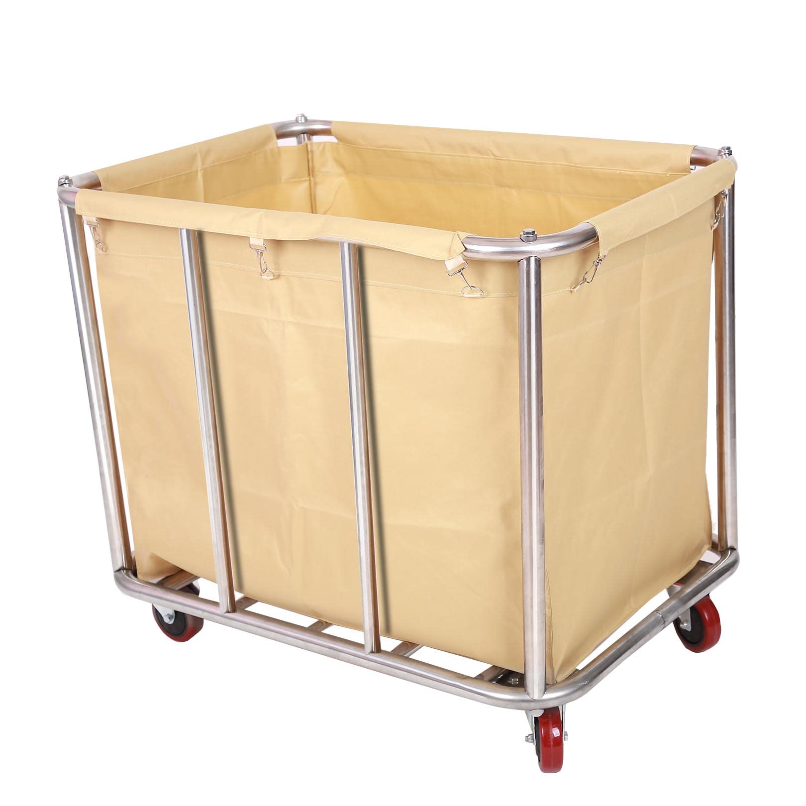 Carrello Portabiancheria In Acciaio Inox, 90x65x80 Cm, 350L, Con Ruote E Sacco Rimovibile, Per Hotel E Casa