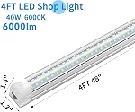 SHOPLED 4ft LED Shop Light, 40W 6000LM 6000K, V Shape ETL Certified Linkable T8 LED Tube Light, 4 Foot Shop Lights for Garage Workshop 4-Pack