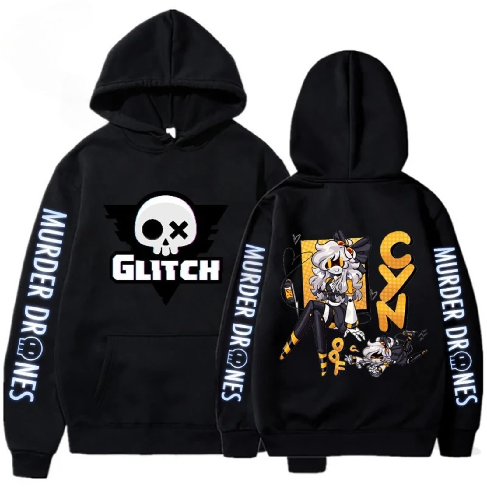 BTAISYDE Murder-Drones Hoodie, Harajuku Style Pullover, Vintage Unisex Sweatshirt, Side Seam Pockets (Black 4,M)