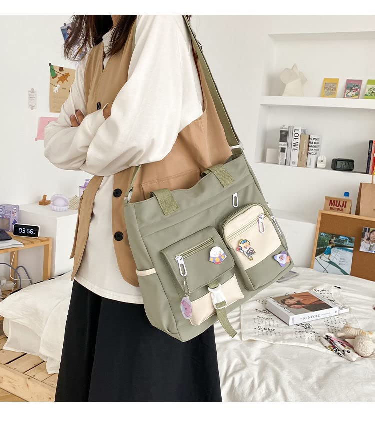 Cute Messenger Bag for Women Kawaii Cross Body Bag with Kawaii Stuffs Kawaii Backpack Tote Bag (Green)4