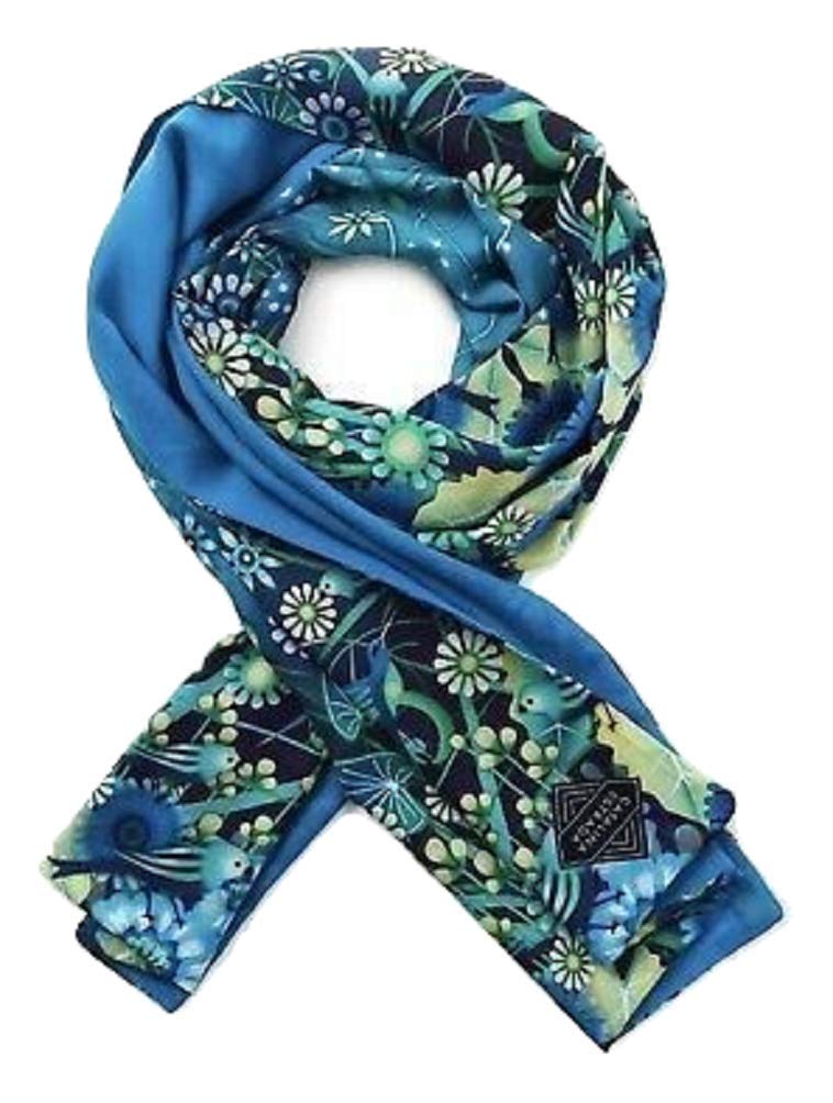 Hallmark Catalina Estrada Blue Hummingbird Reversible Scarf