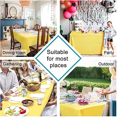 Image of HB MSALA Microfiber Satin Dining Table Cover - Plain, Smooth & Durable Tablecloth for 4 Seater (40 Inch x 150 cm) - Yellow | Plain, Smooth & Durable, Elegant & Easy-Care Fabric, For Dining & Home Decor