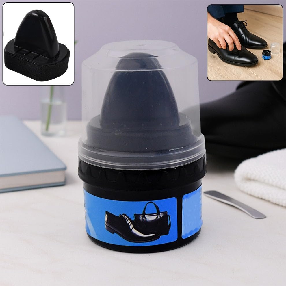 Image of Sovely Instant Shoe Shine Sponge with Liquid Polish Self-Applying Quick Shine Applicator for Leather Shoes and Bags Portable Shoe Care Bottle for Office Travel and Daily Use Shoe Cream with Applicator