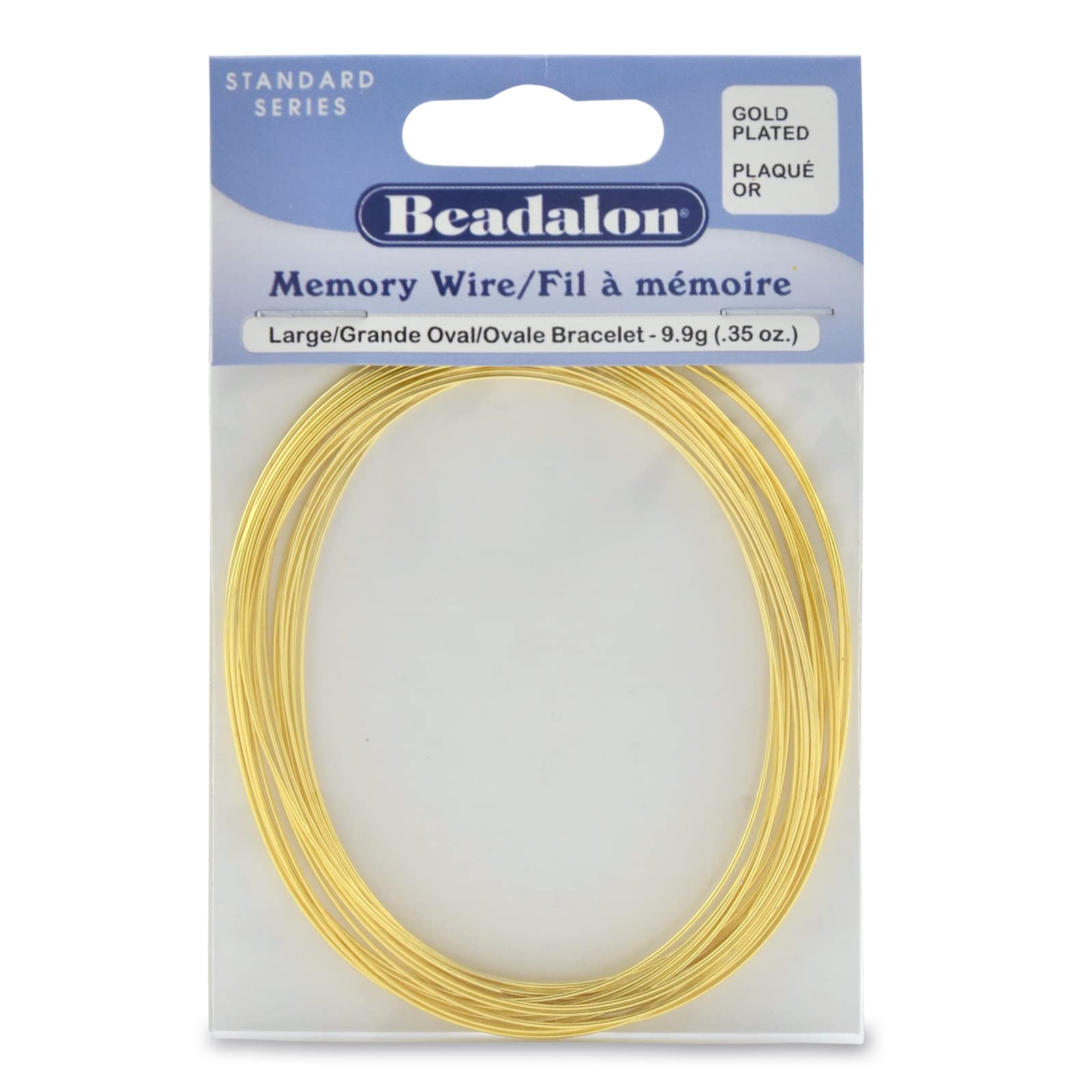 Alambre de memoria ovalado Beadalon con baño de oro para pulseras grandes de bisutería