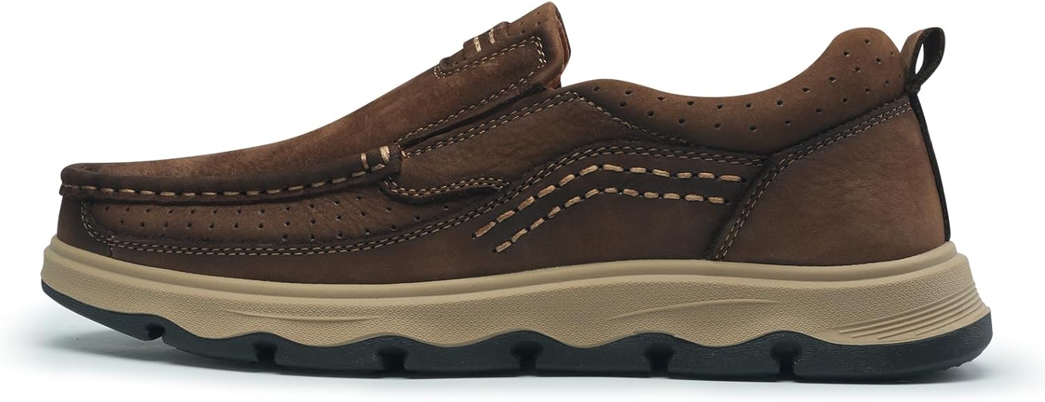 Mens Leather Slip On Casual Loafers Classic Outdoor Walking Hiking Dress for Work Office Shoes Comfortable - Image 6