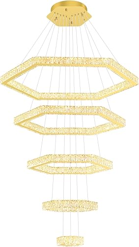 Miniatura 8 de Candelabros LED modernos de cristal con forma de altura ajustable para comedor, dormitorio, sala de estar, dorado, 8 pulgadas + 16 pulgadas + 24