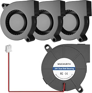 4 Pcs 5015 Blower Fan 24V, Turbine Turbo Dual Ball Bearing Brushless Cooling Fan 50mmx50mmx15mm 2PIN for 3D Printer