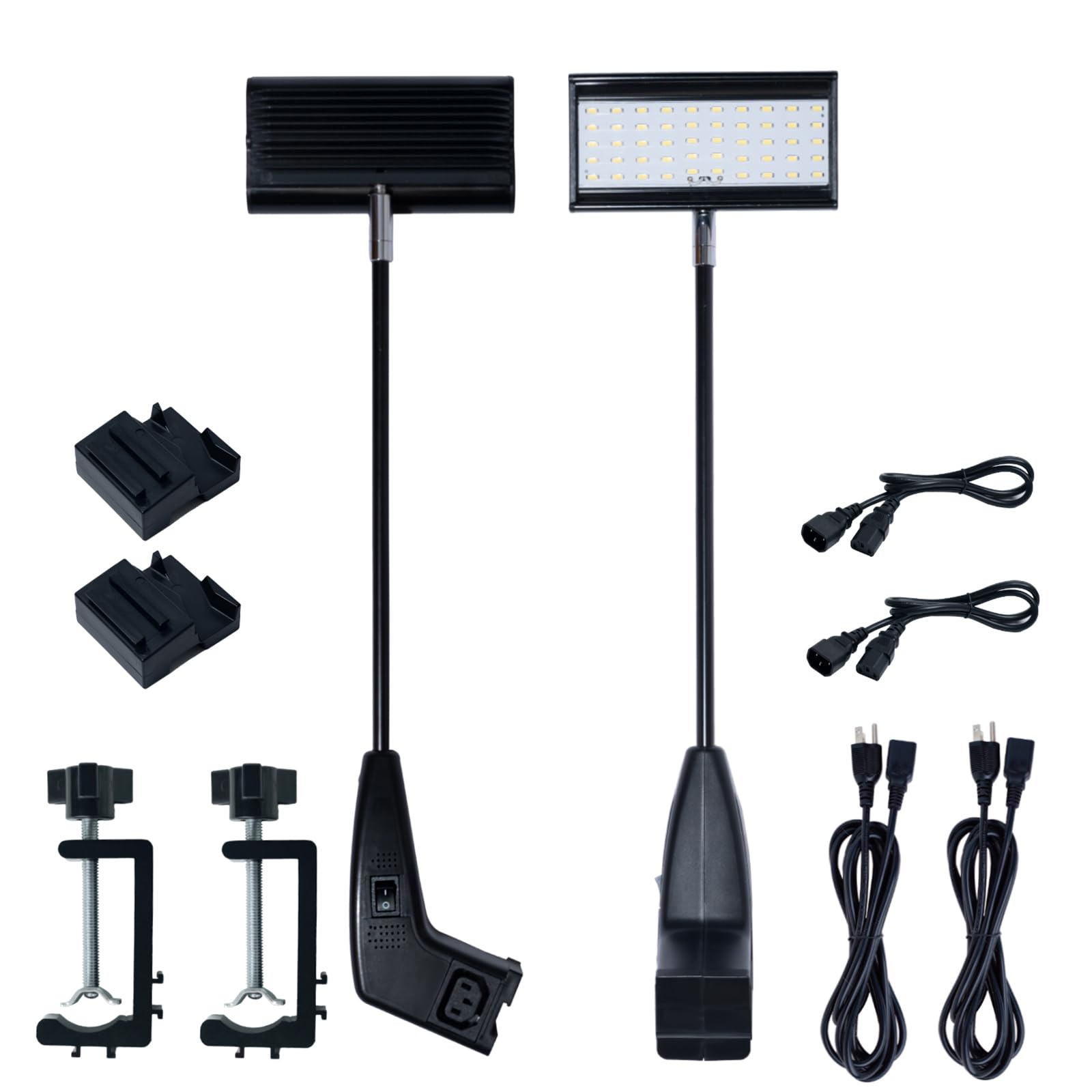 Clfuture Trade Show Display LED Lights,Connectable Exhibit Arm Lighting with Clamps,Mounting Brackets,Power Cables,Connect Cables (Black, Standard)