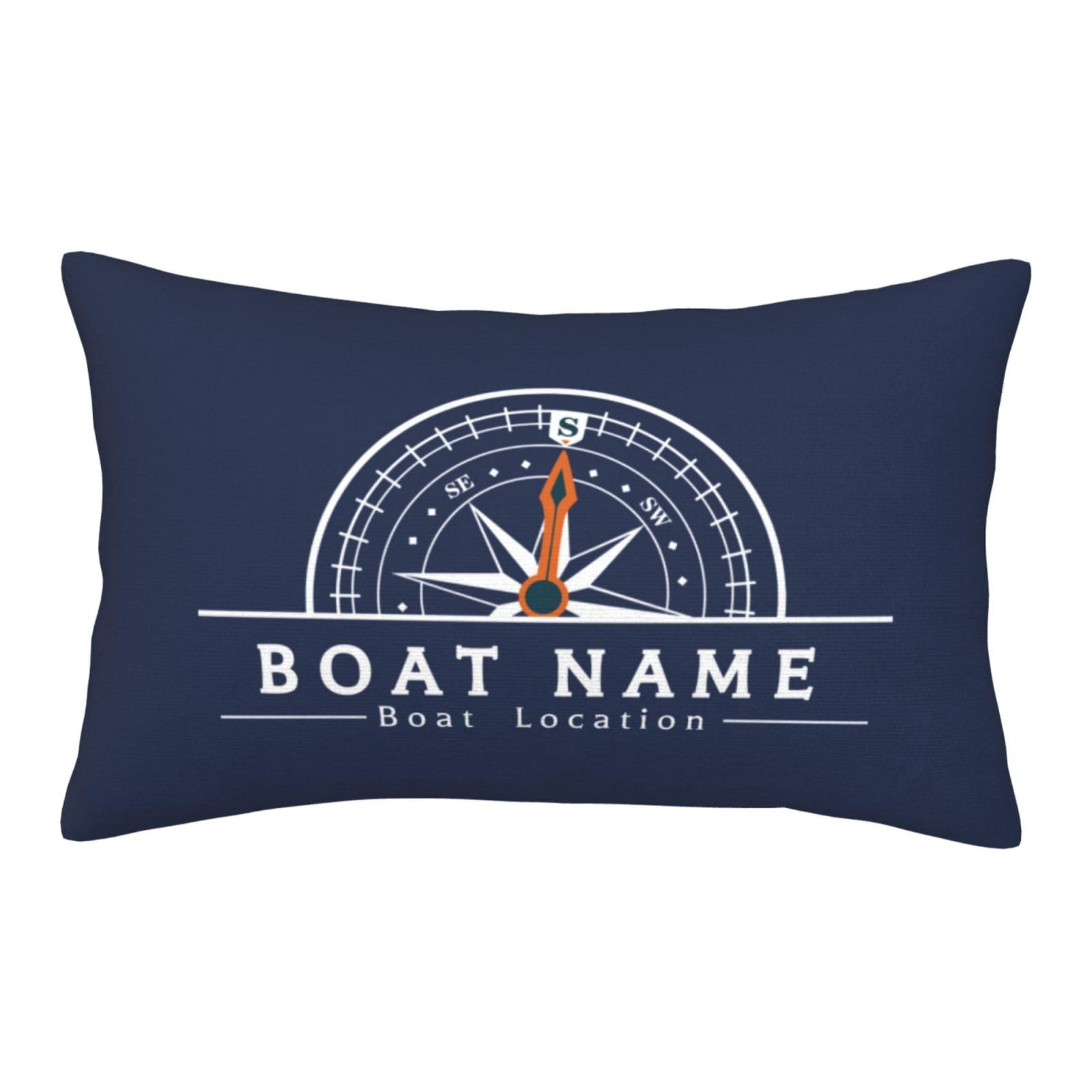 VWCSDSCS Personalized Nautical Pillowcase Custom Compass Name Lumbar Pillow Cover Navy and Ship Art Decorations Cushion Cover for Couch Sofa Bed Home Decor Housewarming Gifts