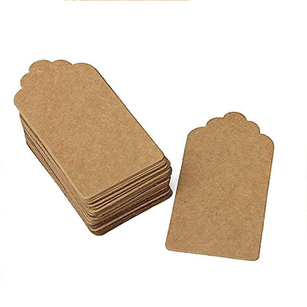 Lot De 100 étiquettes Cadeaux En Papier Kraft + 20 M De Ficelle De Jute - Vierges, Décorations Noël, Mariage, Bricolage (format 7x4 Cm, Trou Pré-percé)