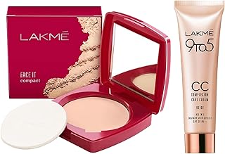 Lakmé Face It Compact, Pearl, 9 g &amp; Lakme 9 to 5 CC Cream Mini, 01 - Beige, Light Face Makeup with Natural Coverage, SPF 3...