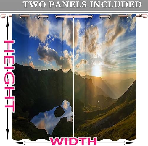 Miniatura 10 de Paisajes Puesta de sol Noche Paisaje Cortinas para Sala 2 paneles Cortinas opacas Cortinas opacas Ventana grande (Ancho) 63 X (H) 80 pulgadas