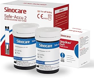 Sinocare Blood Sugar Test Strips, 50pcs Blood Glucose Monitor Test Strips, Diabetes Test Strips for Safe Accu2 Blood Sugar Monitor (Safe Accu2 Strips- 50)