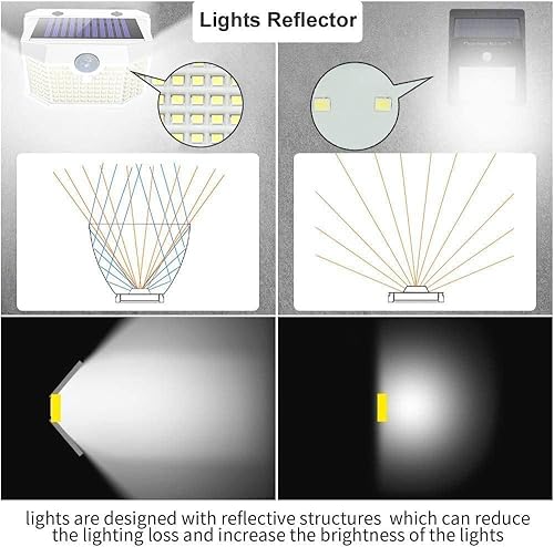 Miniatura 3 de HMCITY 120 luces LED solares para exteriores con sensor de movimiento y 3 modos de iluminación, IP65 impermeables, amplias, luces solares de pared