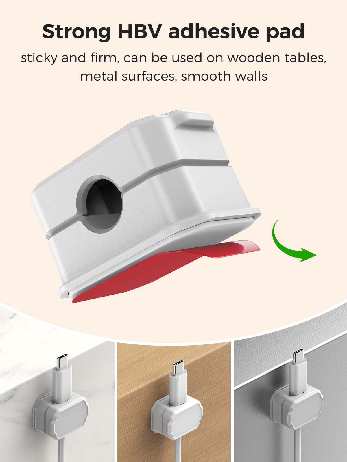 KMOUANTS Paquete de 6 clips elásticos para cables [ajuste automático], organizador de cables de escritorio, organizador de cables para el hogar, oficina, escritorio, teléfono, coche, montado en la