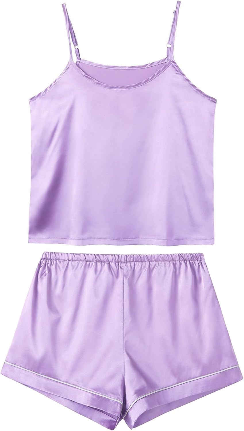 LYANER Women's Pajamas Set 7pcs Silk Satin Sleepwear Loungewear Cami Shirt Pj Set - Image 3