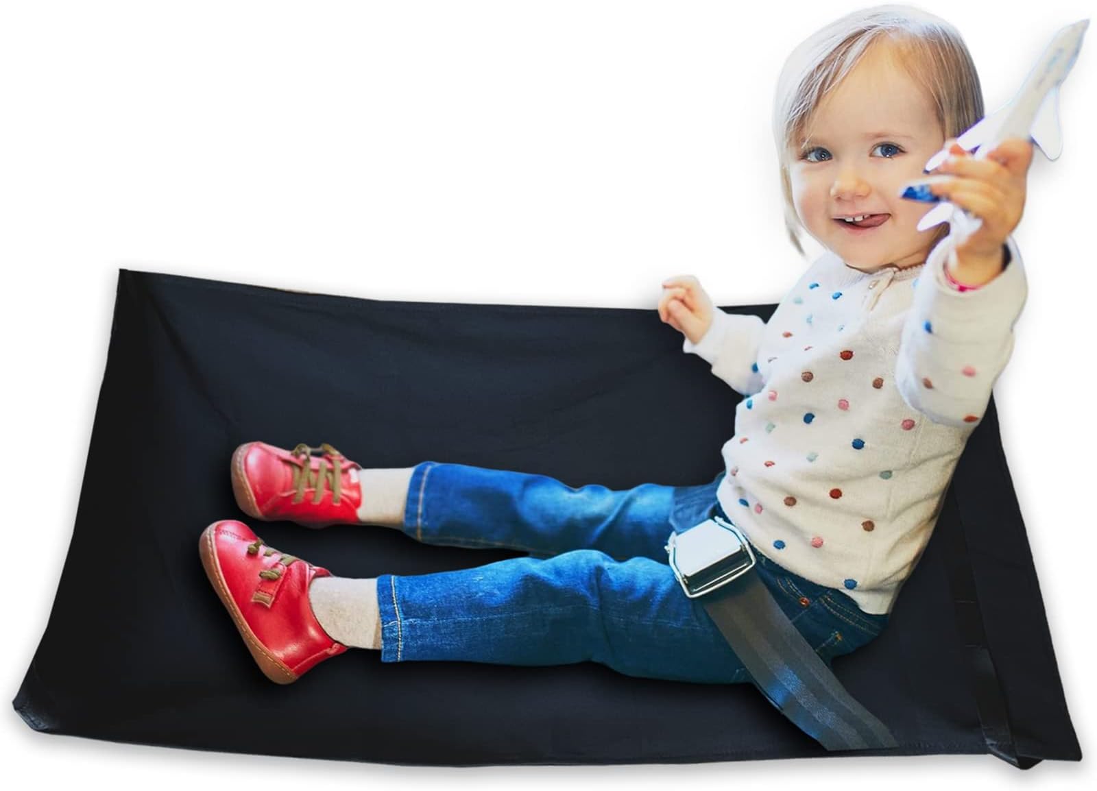 Airplane Footrest,Travel Toddler Bed,Portable Toddler Bed for Travel,Travel Foot Rest for Airplane Flights,Toddler Airplane Bed,Travel Seat Cushion for Airplane,Airplane Seat Extender for Kids(Black)