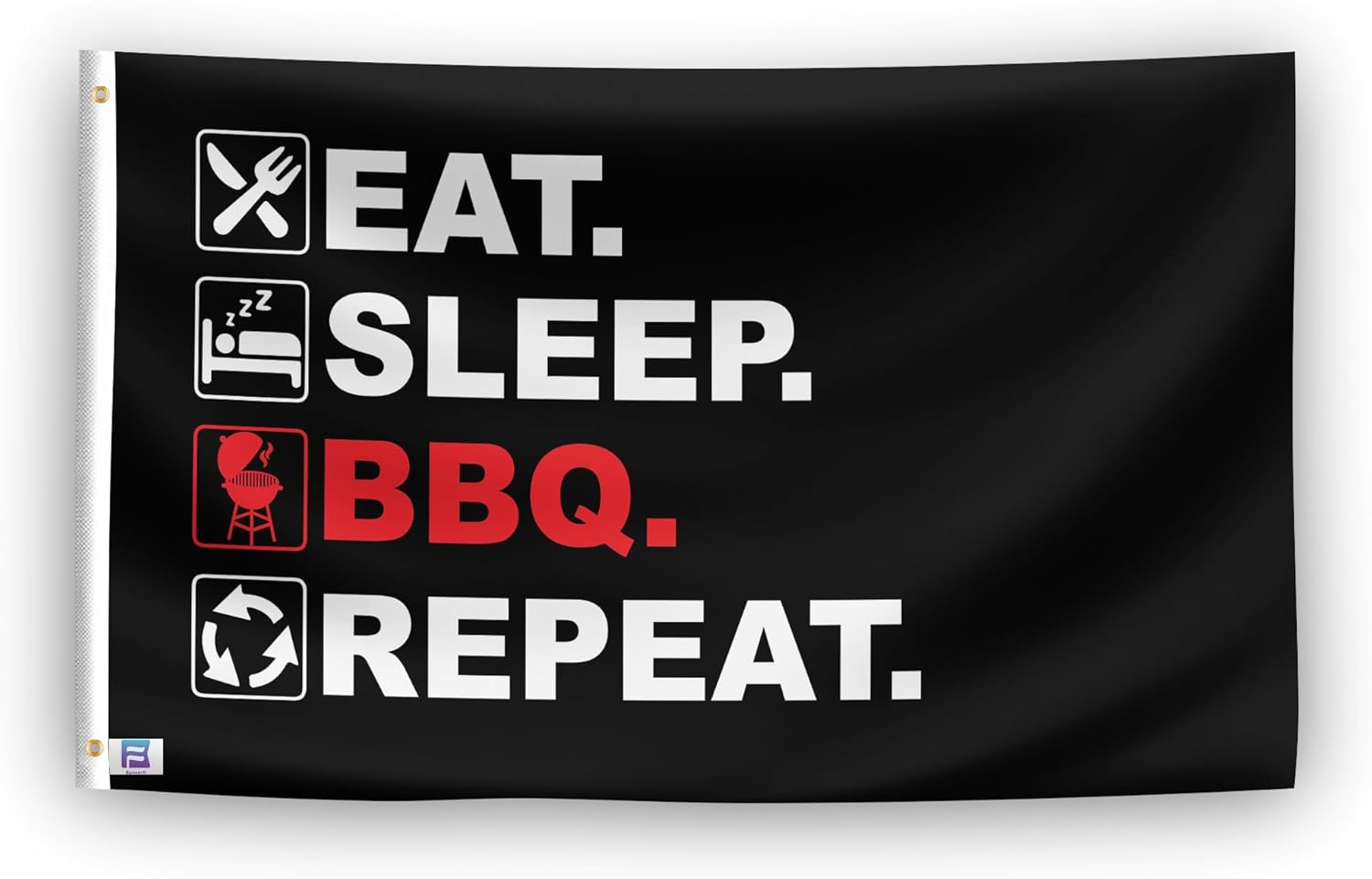 Eat Sleep BBQ Repeat Flag - 3x5 ft High-Durability Polyester Fade-Resistant, Weatherproof Outdoor/Indoor Banner