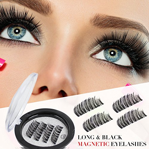 Faith Beauty Full Size Longer Reusable Dual Magnetic False Eyelashes Set (4 PCS) Easy to Apply Thin Dual Magnet False Eyelash
