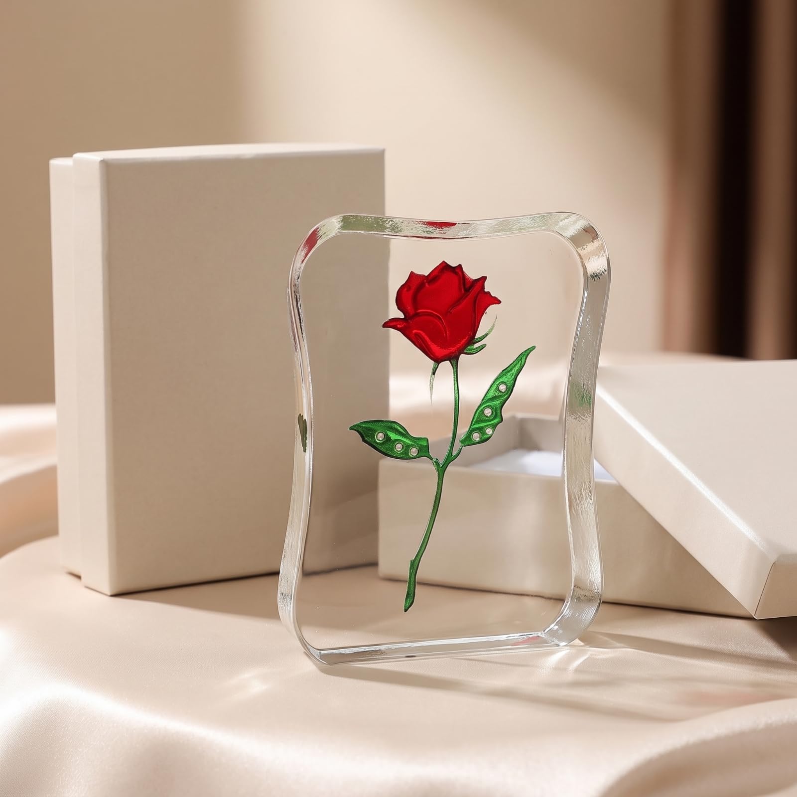 Ornamento a Tema Romantico Romantico | Trasparente, pannello Decorativa con Vermiglia, Lucido, Decorazione da Tavolo, per Mensola