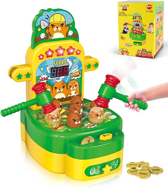 VATOS Whack Game Mole for toddlers, Mini Electronic Arcade Game with 2 Hammers, Pounding Toys for 2 3 4 5 6 7 8 Years Old Boys Girls, Interactive Educational Developmental Game for Kids