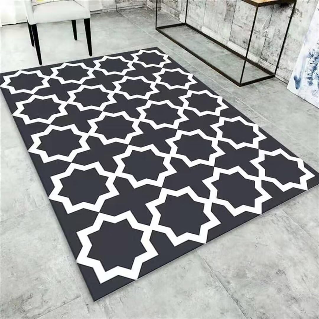 Tapis de sol enfant noir 50x80cm à motif géométrique pour salon moderne