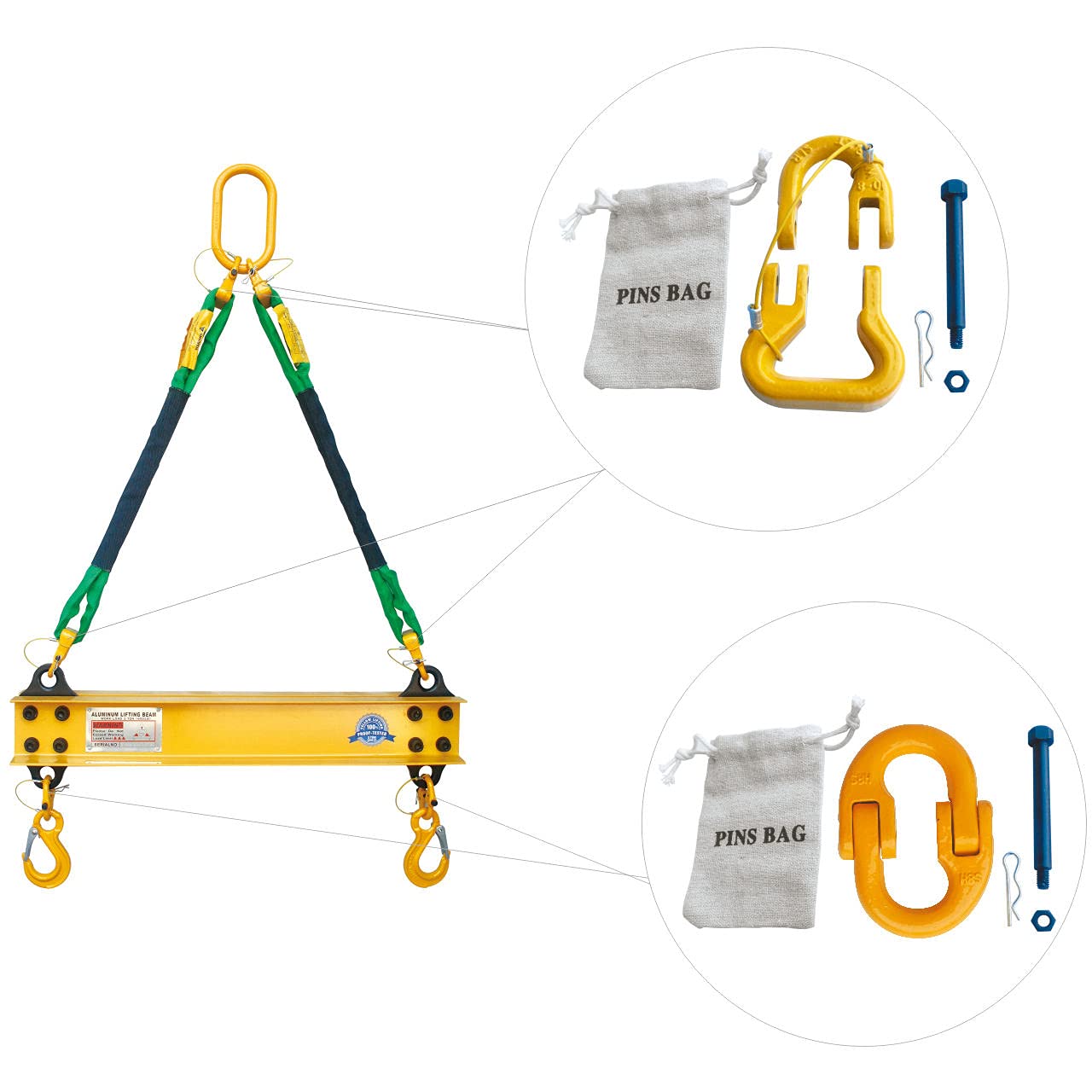 4400 LBS 2 Ton Aluminum 2' Spreader Lifting Beam Lifting Bar Heavy Duty Light Weight