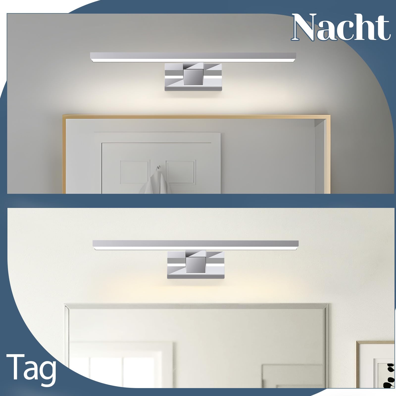 Spiegelleuchte Bad Led Spiegellampe - 12W Wandlampe Badezimmer Lampe | Neutralweiße Lichtfarbe 4000K Spiegel Wandleuchte 60cm Modern Chrom Badlampe Spiegelschrank Beleuchtung