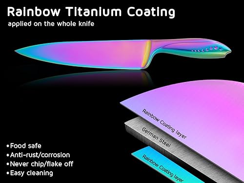 Miniatura 6 de WELLSTAR Juego de cuchillos de cocina, 5 piezas, hoja de acero inoxidable alemán de alto carbono, cuchillos de pelar para cortar culinarios, cortar