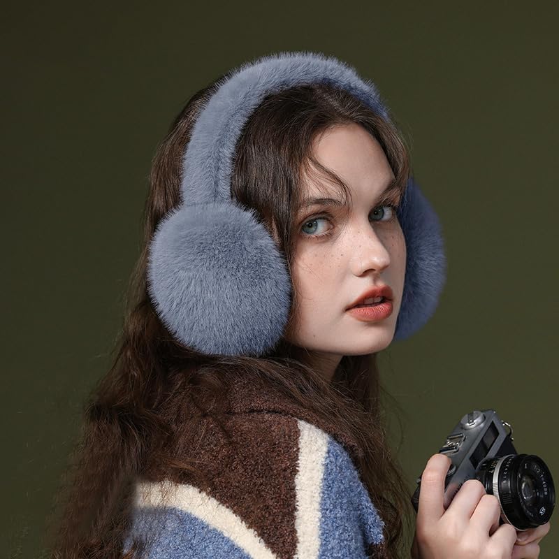 Zsedrut Winter Women Earmuff Foldable Ear Warmer Fluffy Ear Cover Warm Outdoor - Image 3