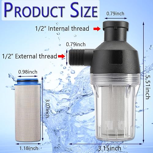 Miniatura 2 de Filtro de sedimentos giratorio, filtro de agua de sedimentos reutilizable, con pantalla de malla 250, junta y llave a prueba de fugas, para