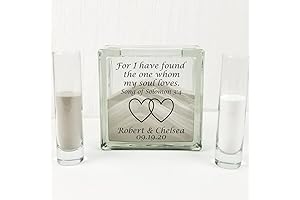 Personalized Heart Glass Unity Sand Ceremony Set with Lid, Sand, and Ink Printed
