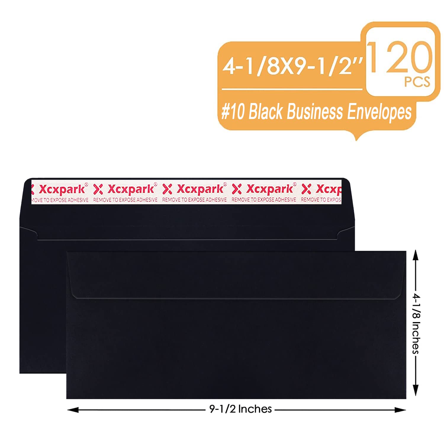 Xxcxpark 120 sobres de seguridad autoadhesivos de papel kraft negro #10 de 4-1/8 x 9-1/2 pulgadas, sobres invisibles sin ventana, sobres superfuertes de sellado rápido, patrón de tinte de seguridad