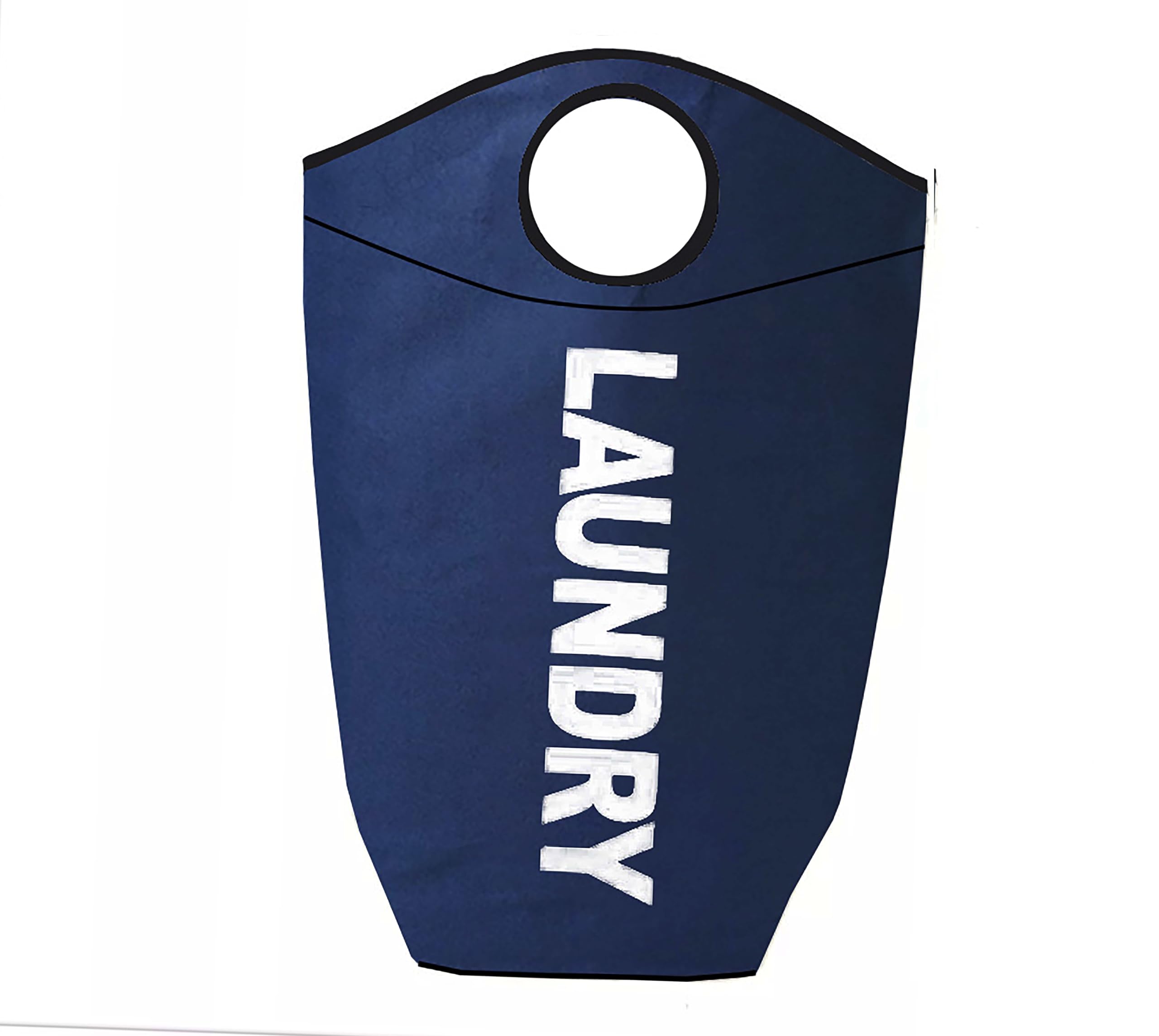 Collapsible Fabric Laundry Hamper, Foldable Clothes Bag, Washing Bin Basket (Dark Blue)