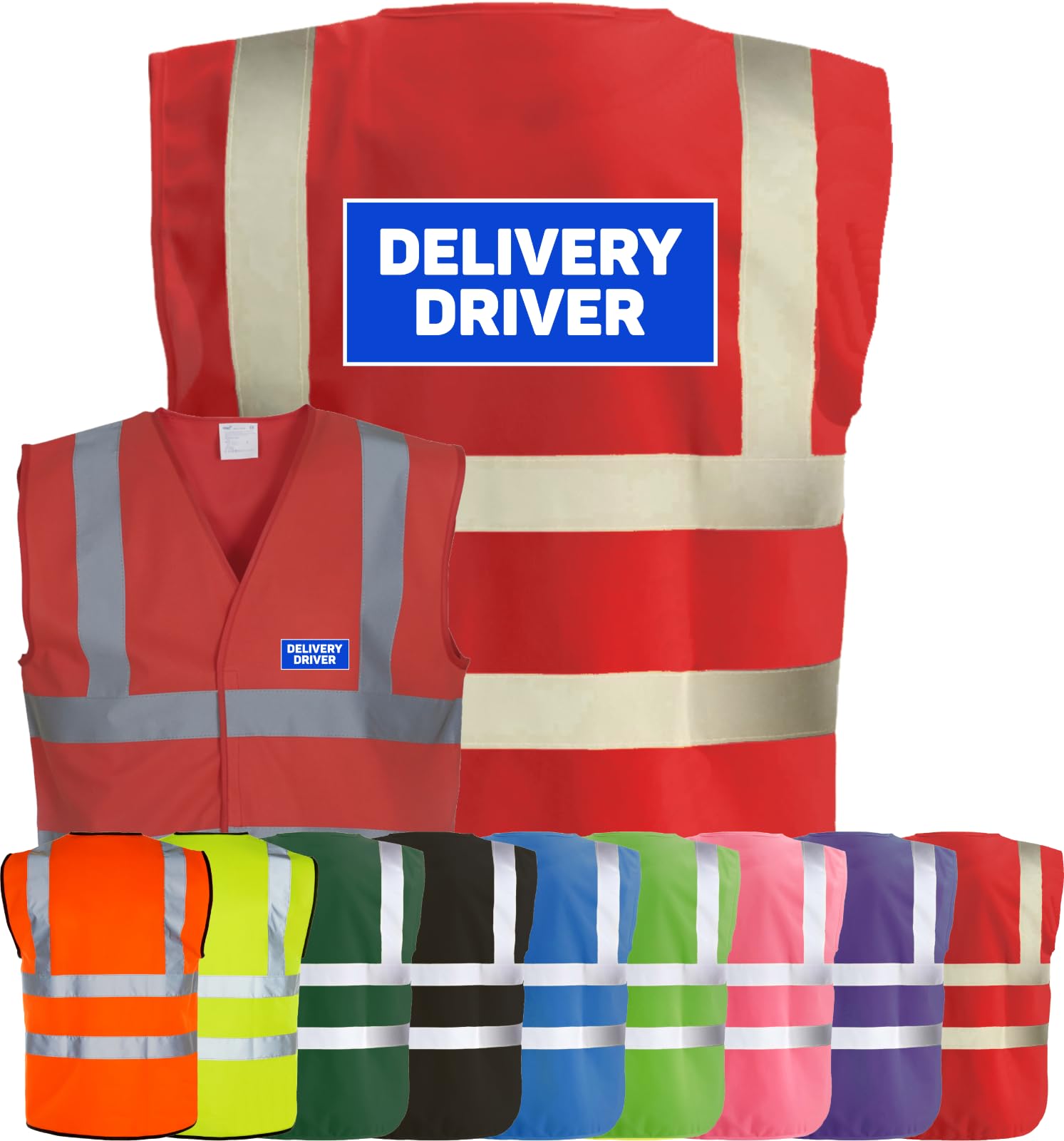 Corporate Togs DELIVERY DRIVER Hi-Visibility Safety Vest with 2 Band & Brace Reflective Strips, Fully EN471 Health & Safety Compliant Vest | Protective Safety Wear