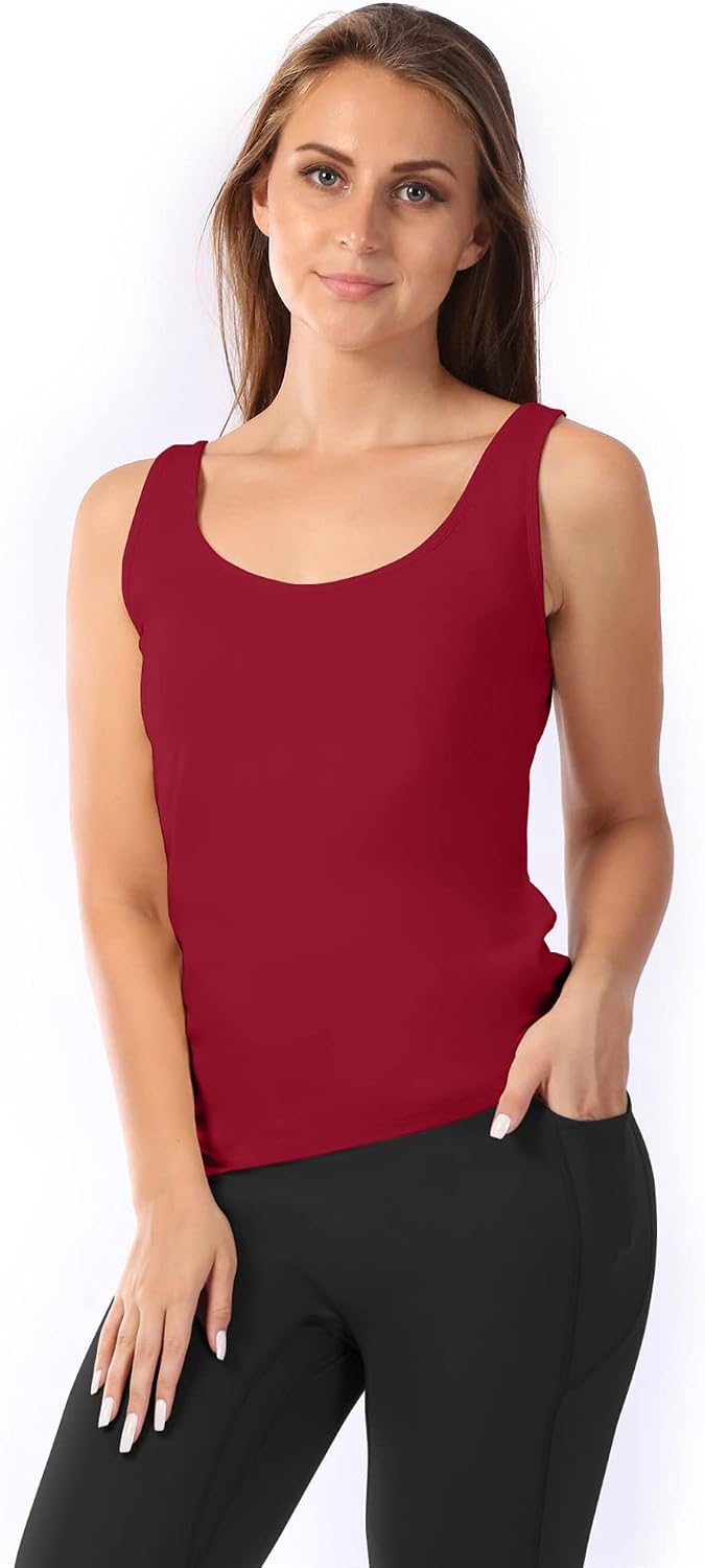 TAIPOVE Women's Built in Bra Tank Tops Basic Camis Support Stretch Cotton Undershirts