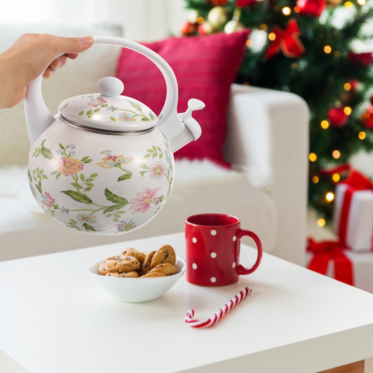 UPKOCH Bollitore Smaltato Per Acqua Con Fischio 2L Teiera Da Fornello Anti-Deformazione Per Cucina a Induzione Design Elegante Per Uso Domestico E Ufficio